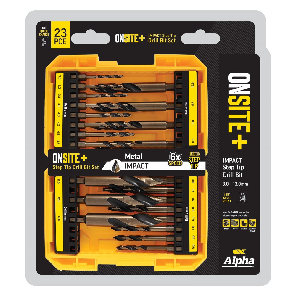 ALPHA 23 PIECE ONSITE PLUS IMPACT STEP TIP DRILL SET